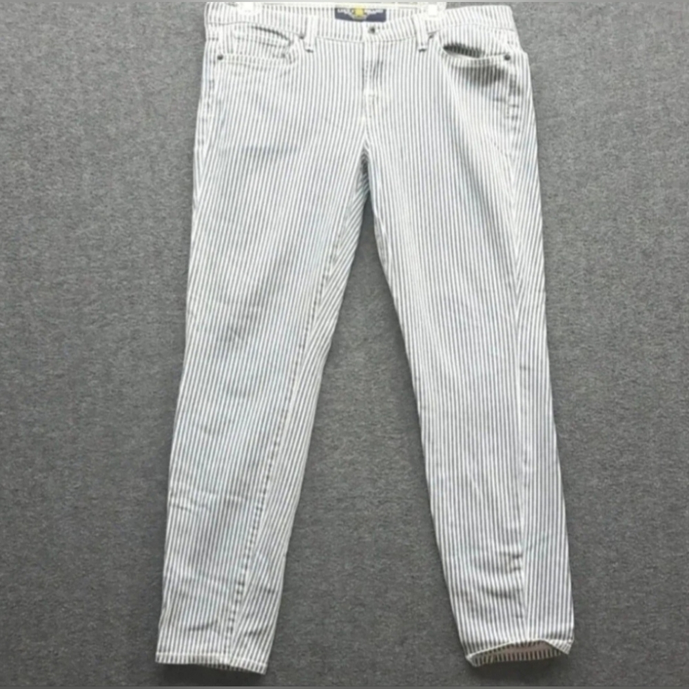 Lucky Brand Women's Gray & White Striped Jean's Size 35" x 29(Actual)